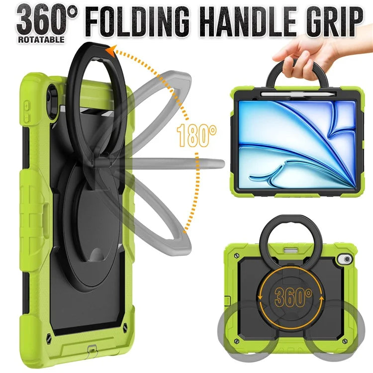 For iPad Air 13 (2024) Case PC+Silicone Tablet Cover with Kickstand, Strap