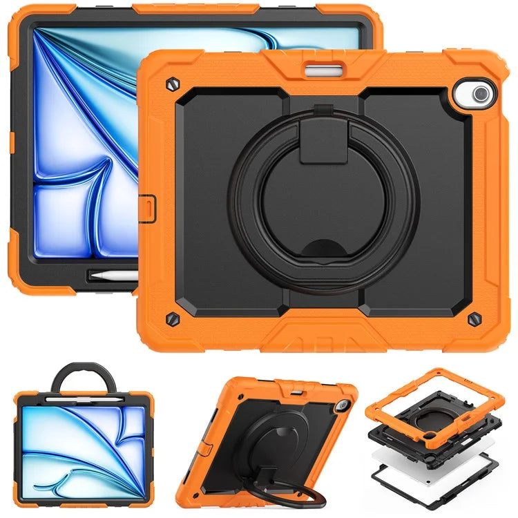 For iPad Air 13 (2024) Case PC+Silicone Tablet Cover with Kickstand, Strap