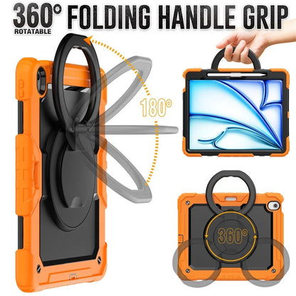 For iPad Air 13 (2024) Case PC+Silicone Tablet Cover with Kickstand, Strap