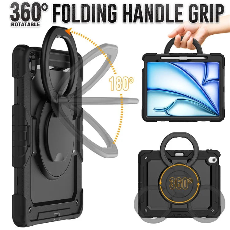 For iPad Air 13 (2024) Case PC+Silicone Tablet Cover with Kickstand, Strap