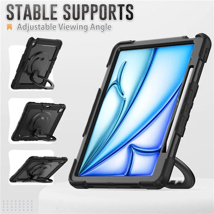 For iPad Air 13 (2024) Case PC+Silicone Tablet Cover with Kickstand, Strap