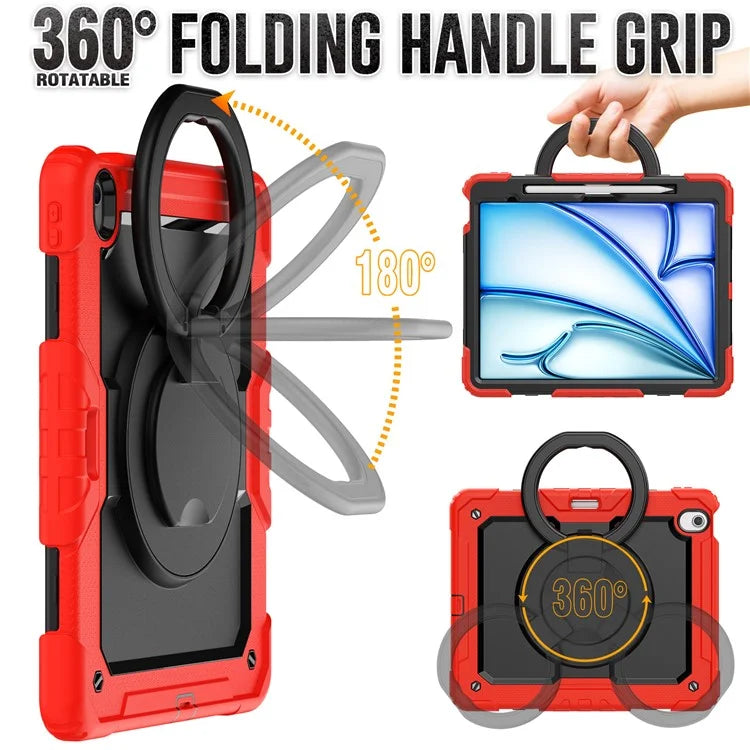 For iPad Air 13 (2024) Case PC+Silicone Tablet Cover with Kickstand, Strap