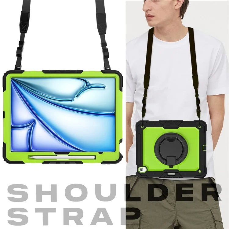 For iPad Air 13 (2024) Case PC+Silicone Tablet Cover with Kickstand, Strap