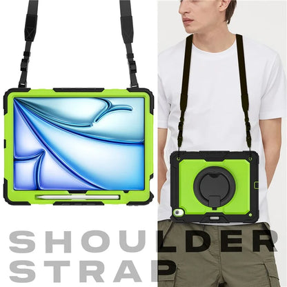 For iPad Air 13 (2024) Case PC+Silicone Tablet Cover with Kickstand, Strap