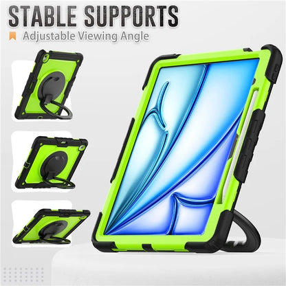 For iPad Air 13 (2024) Case PC+Silicone Tablet Cover with Kickstand, Strap