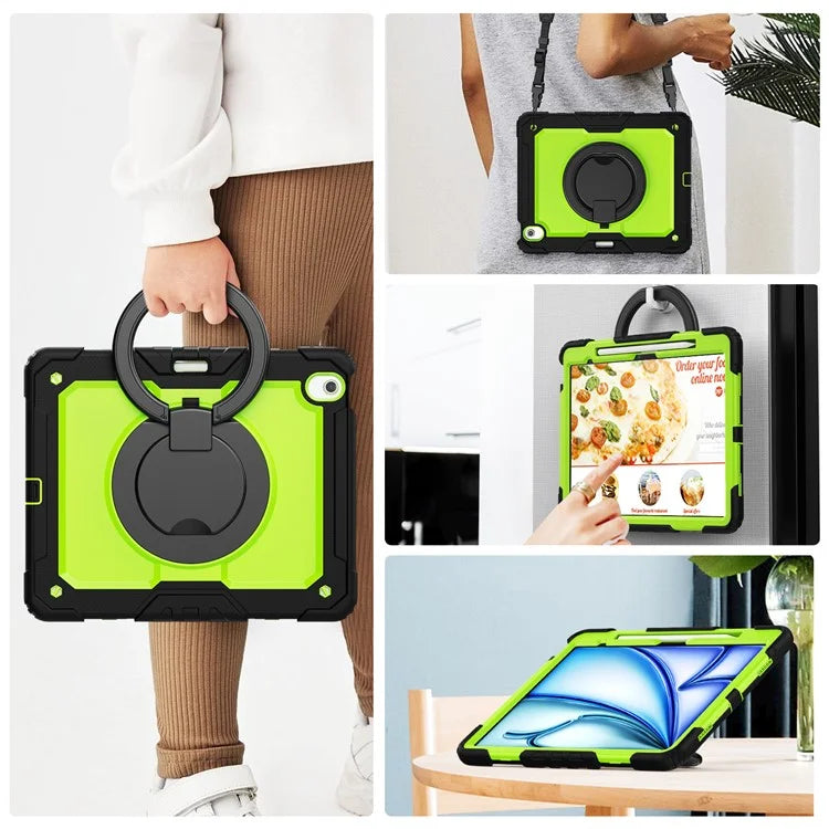 For iPad Air 13 (2024) Case PC+Silicone Tablet Cover with Kickstand, Strap