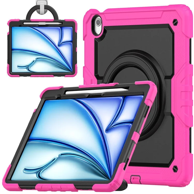For iPad Air 13 (2024) Case PC+Silicone Tablet Cover with Kickstand, Strap