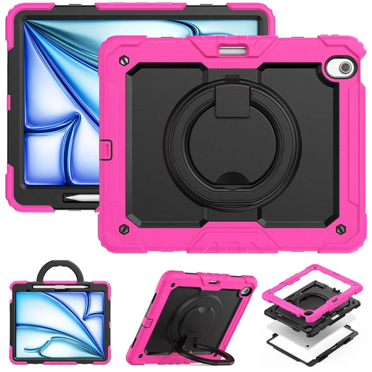For iPad Air 13 (2024) Case PC+Silicone Tablet Cover with Kickstand, Strap