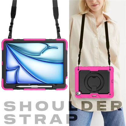 For iPad Air 13 (2024) Case PC+Silicone Tablet Cover with Kickstand, Strap