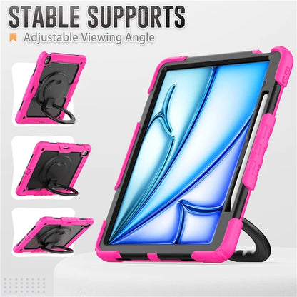 For iPad Air 13 (2024) Case PC+Silicone Tablet Cover with Kickstand, Strap