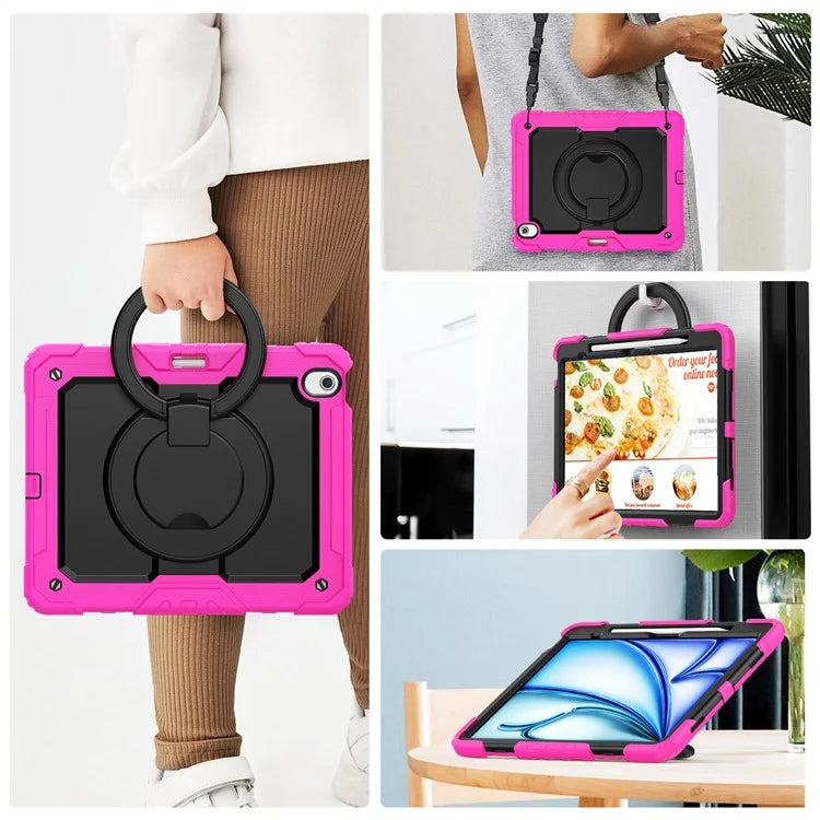 For iPad Air 13 (2024) Case PC+Silicone Tablet Cover with Kickstand, Strap