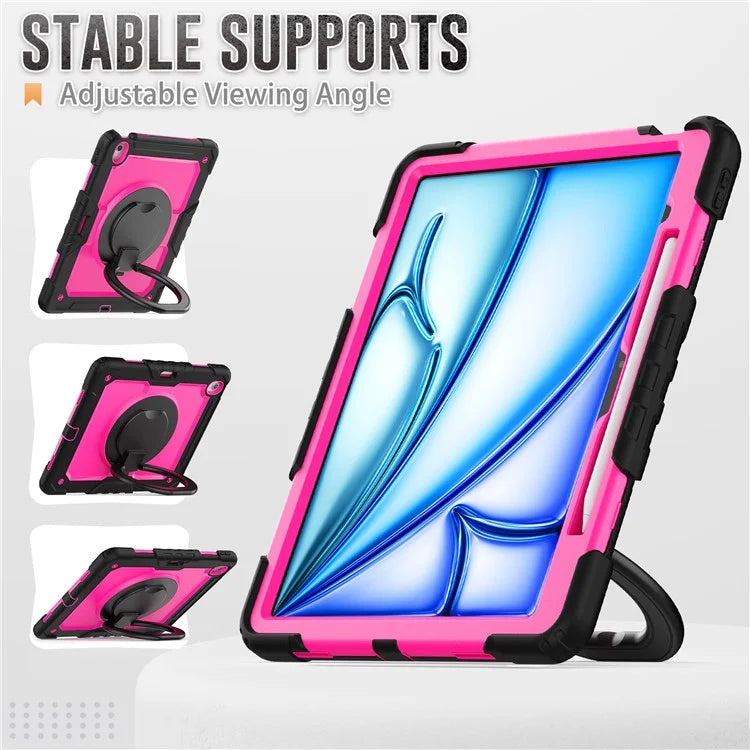For iPad Air 13 (2024) Case PC+Silicone Tablet Cover with Kickstand, Strap