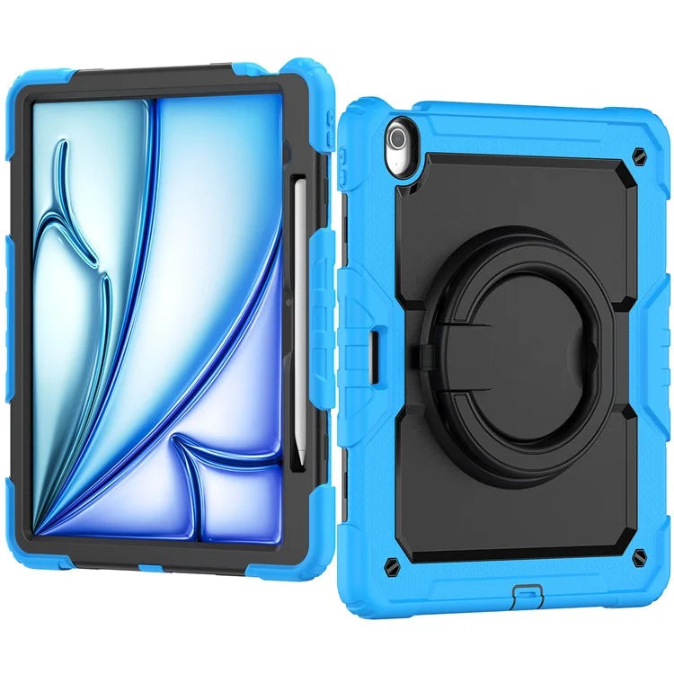 For iPad Air 13 (2024) Case PC+Silicone Tablet Cover with Kickstand, Strap