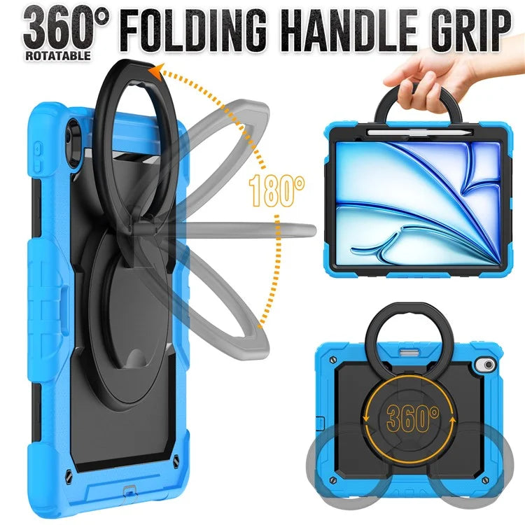 For iPad Air 13 (2024) Case PC+Silicone Tablet Cover with Kickstand, Strap