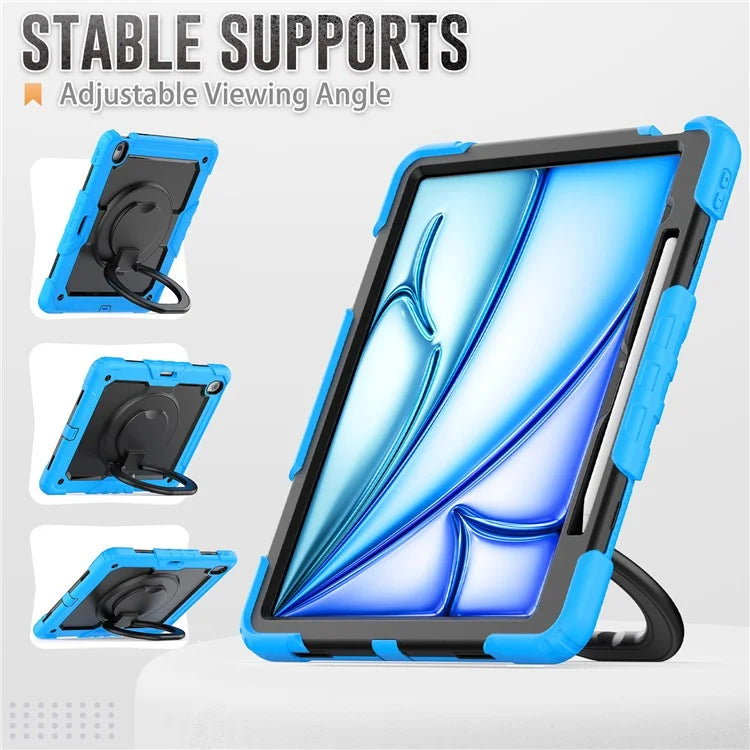 For iPad Air 13 (2024) Case PC+Silicone Tablet Cover with Kickstand, Strap