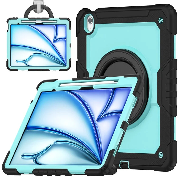 For iPad Air 13 (2024) Case PC+Silicone Tablet Cover with Kickstand, Strap