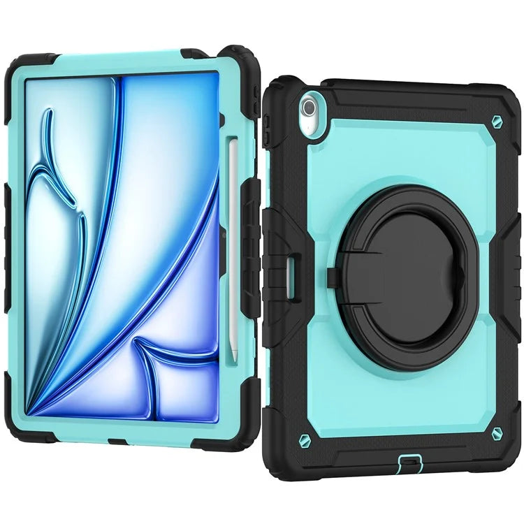 For iPad Air 13 (2024) Case PC+Silicone Tablet Cover with Kickstand, Strap