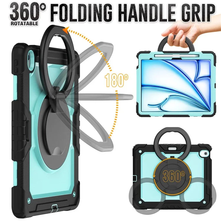 For iPad Air 13 (2024) Case PC+Silicone Tablet Cover with Kickstand, Strap