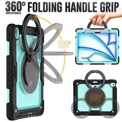 For iPad Air 13 (2024) Case PC+Silicone Tablet Cover with Kickstand, Strap