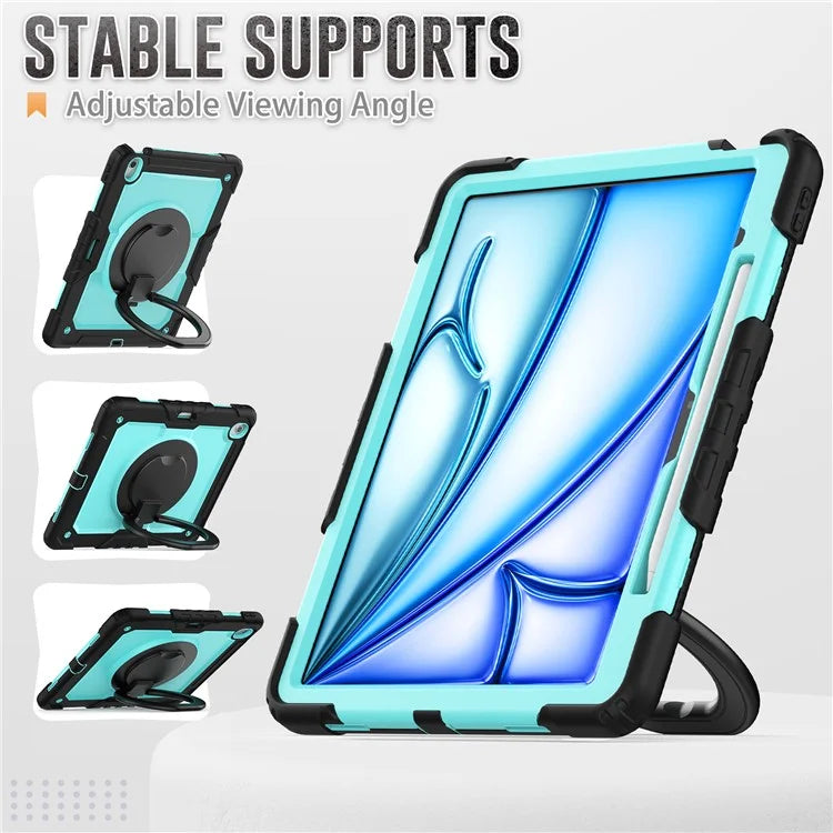 For iPad Air 13 (2024) Case PC+Silicone Tablet Cover with Kickstand, Strap