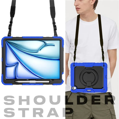 For iPad Air 13 (2024) Case PC+Silicone Tablet Cover with Kickstand, Strap