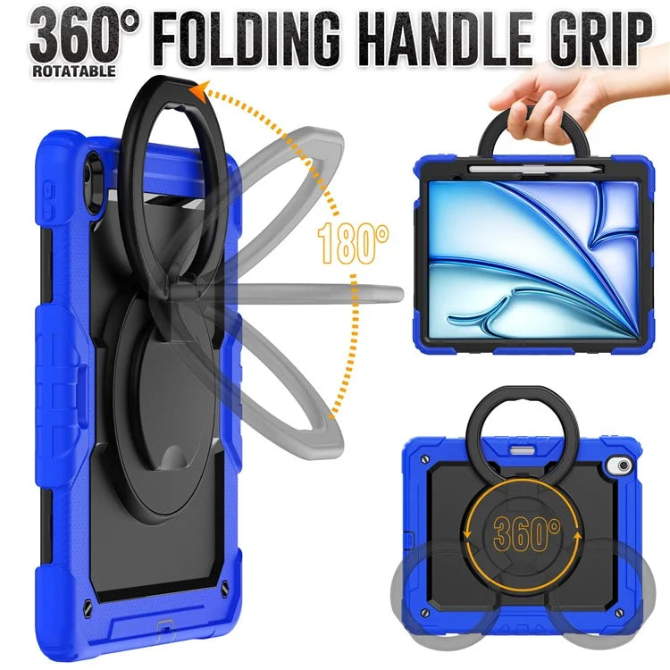 For iPad Air 13 (2024) Case PC+Silicone Tablet Cover with Kickstand, Strap