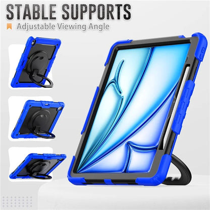 For iPad Air 13 (2024) Case PC+Silicone Tablet Cover with Kickstand, Strap