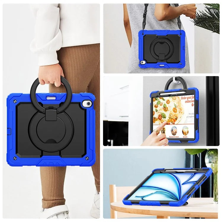 For iPad Air 13 (2024) Case PC+Silicone Tablet Cover with Kickstand, Strap
