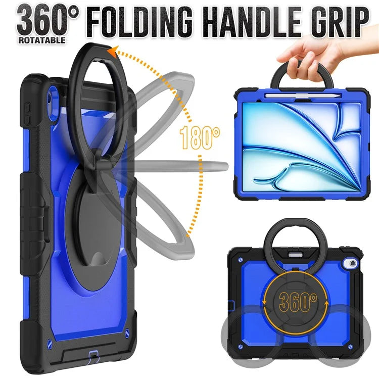 For iPad Air 13 (2024) Case PC+Silicone Tablet Cover with Kickstand, Strap
