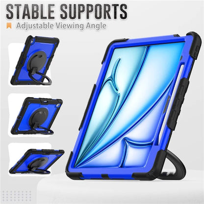 For iPad Air 13 (2024) Case PC+Silicone Tablet Cover with Kickstand, Strap