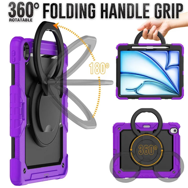 For iPad Air 13 (2024) Case PC+Silicone Tablet Cover with Kickstand, Strap