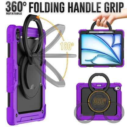 For iPad Air 13 (2024) Case PC+Silicone Tablet Cover with Kickstand, Strap
