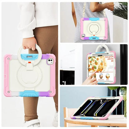 For iPad Pro 13 (2024) Kickstand Case PC+Silicone Tablet Cover with Strap