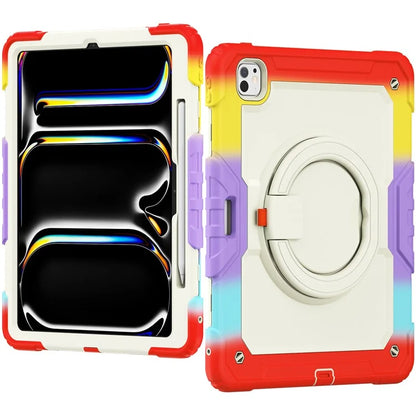 For iPad Pro 13 (2024) Kickstand Case PC+Silicone Tablet Cover with Strap