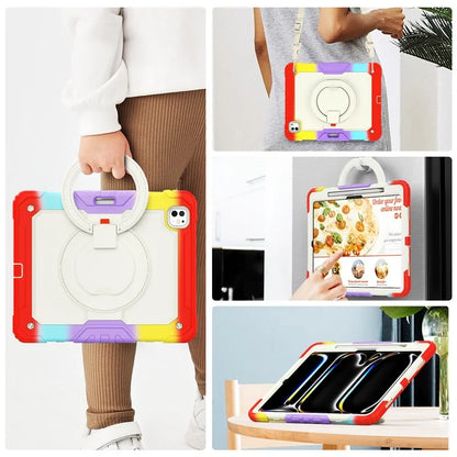 For iPad Pro 13 (2024) Kickstand Case PC+Silicone Tablet Cover with Strap