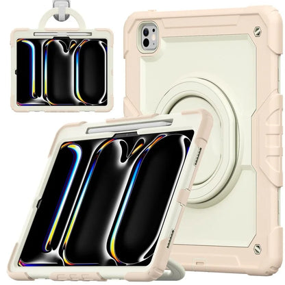 For iPad Pro 13 (2024) Case PC+Silicone Kickstand Tablet Cover with Strap