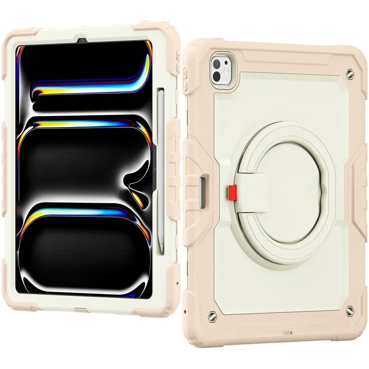 For iPad Pro 13 (2024) Case PC+Silicone Kickstand Tablet Cover with Strap