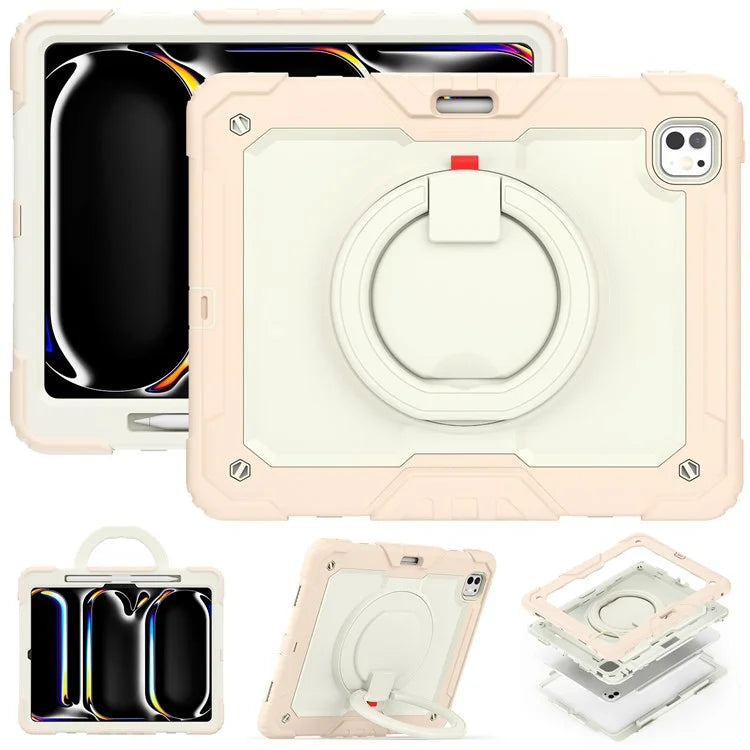 For iPad Pro 13 (2024) Case PC+Silicone Kickstand Tablet Cover with Strap