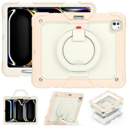 For iPad Pro 13 (2024) Case PC+Silicone Kickstand Tablet Cover with Strap