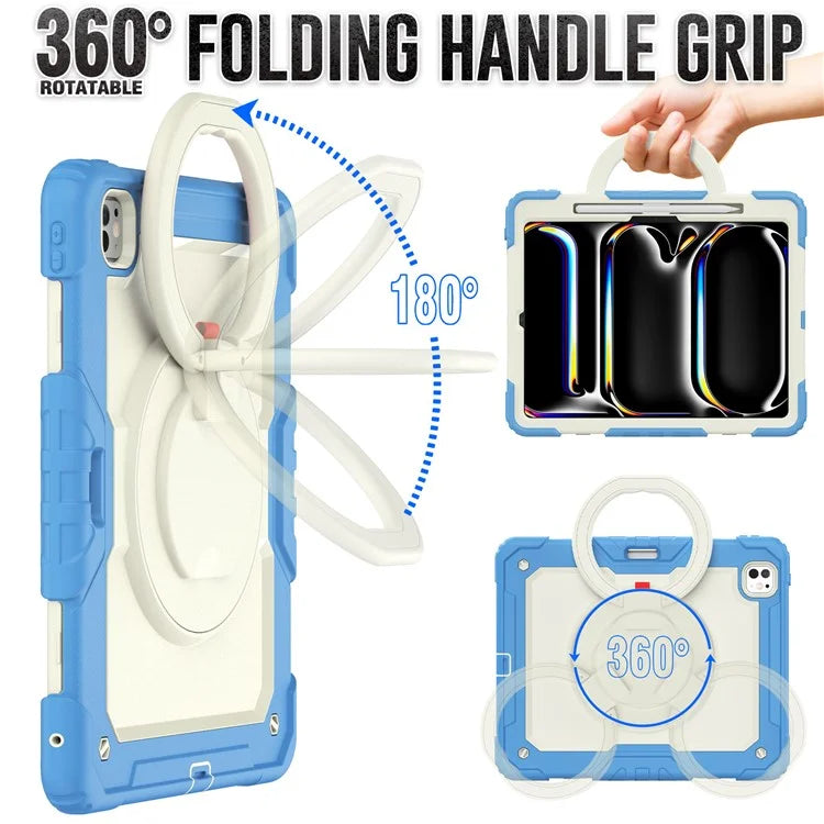 For iPad Pro 13 (2024) Case PC+Silicone Kickstand Tablet Cover with Strap