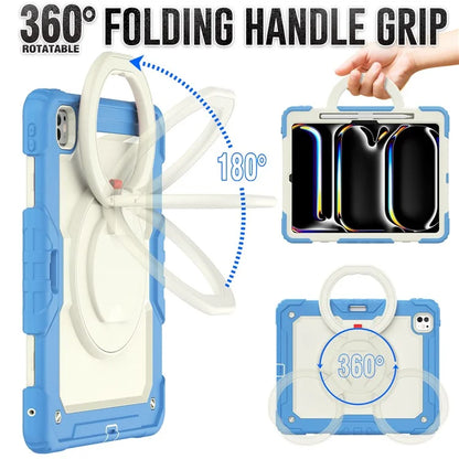 For iPad Pro 13 (2024) Case PC+Silicone Kickstand Tablet Cover with Strap