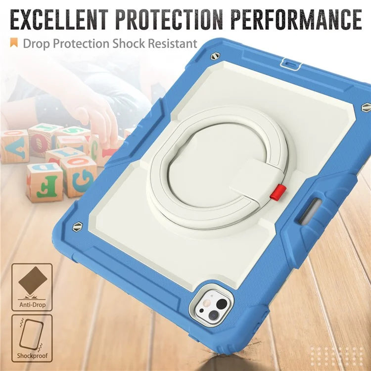 For iPad Pro 13 (2024) Case PC+Silicone Kickstand Tablet Cover with Strap