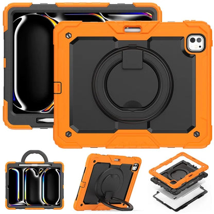 For iPad Pro 13 (2024) Kickstand Case PC+Silicone Tablet Cover with Shoulder Strap