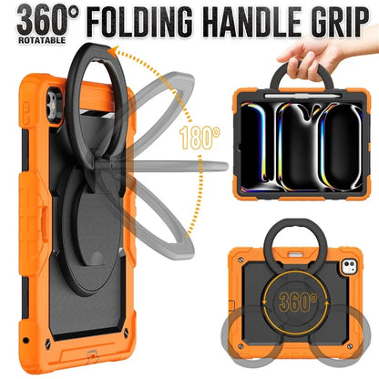 For iPad Pro 13 (2024) Kickstand Case PC+Silicone Tablet Cover with Shoulder Strap