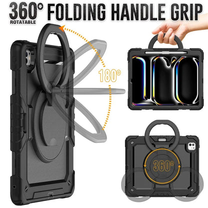 For iPad Pro 13 (2024) Kickstand Case PC+Silicone Tablet Cover with Shoulder Strap