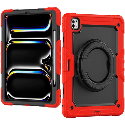 For iPad Pro 13 (2024) Kickstand Case PC+Silicone Tablet Cover with Shoulder Strap