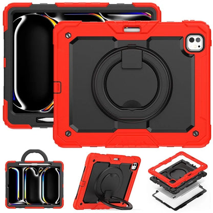 For iPad Pro 13 (2024) Kickstand Case PC+Silicone Tablet Cover with Shoulder Strap