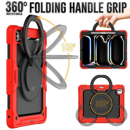For iPad Pro 13 (2024) Kickstand Case PC+Silicone Tablet Cover with Shoulder Strap