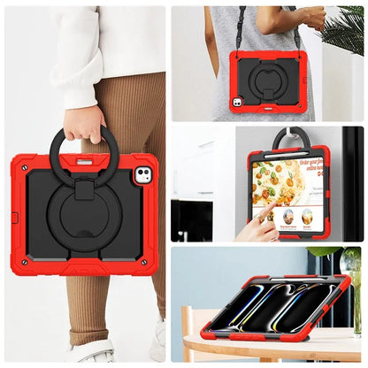 For iPad Pro 13 (2024) Kickstand Case PC+Silicone Tablet Cover with Shoulder Strap