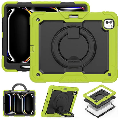 For iPad Pro 13 (2024) Kickstand Case PC+Silicone Tablet Cover with Shoulder Strap